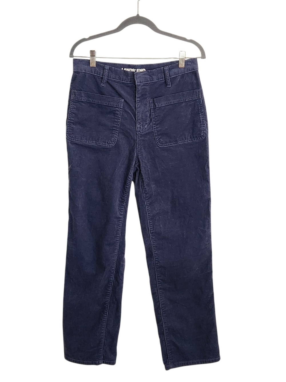 Lands' End Blue Corduroy Straight Leg Pants Size 8 Petite